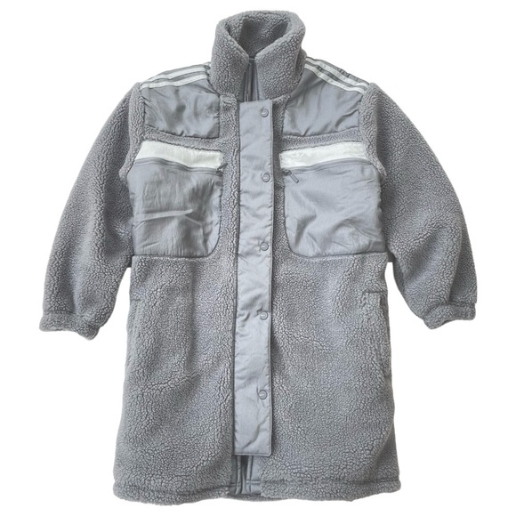 adidas Originals, Elongated Polar Fleece Jacket, Oversized Fit, Grey, Sz… - Picture 4 of 9